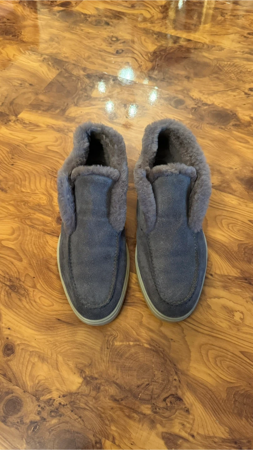 Santoni Suede Fur-Lined Loafers - photo 2