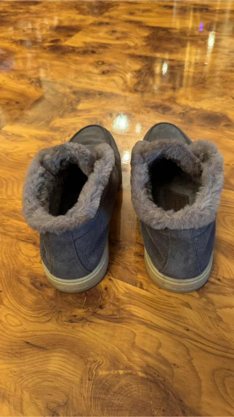 Santoni Suede Fur-Lined Loafers - photo 3