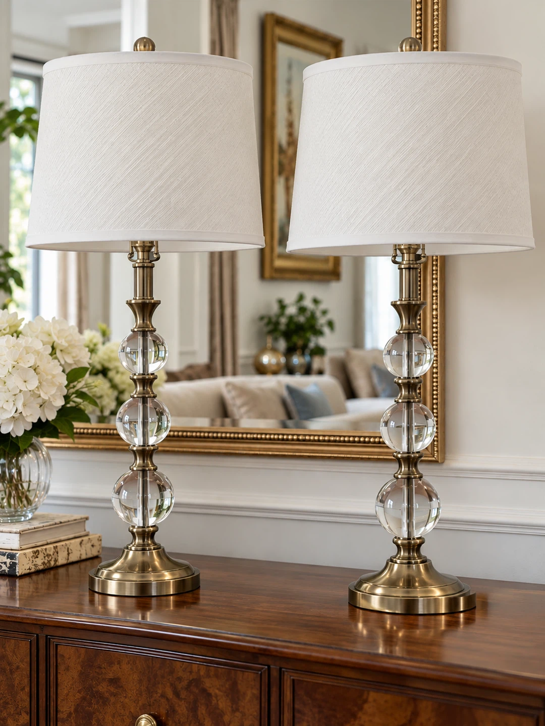 Pair of Crystal and Brass Table Lamps - photo 2