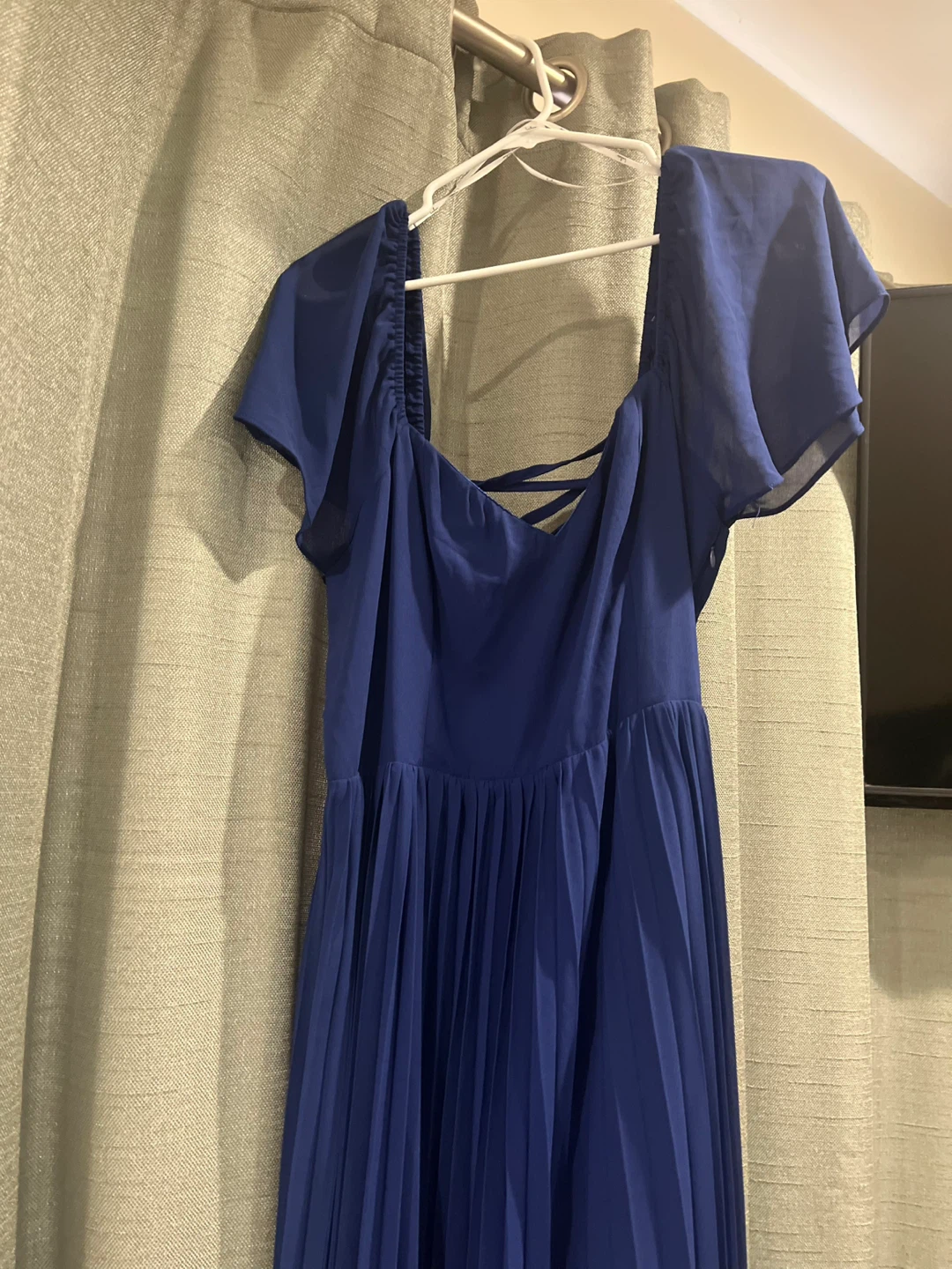 Lulus Navy Blue Pleated Maxi Dress