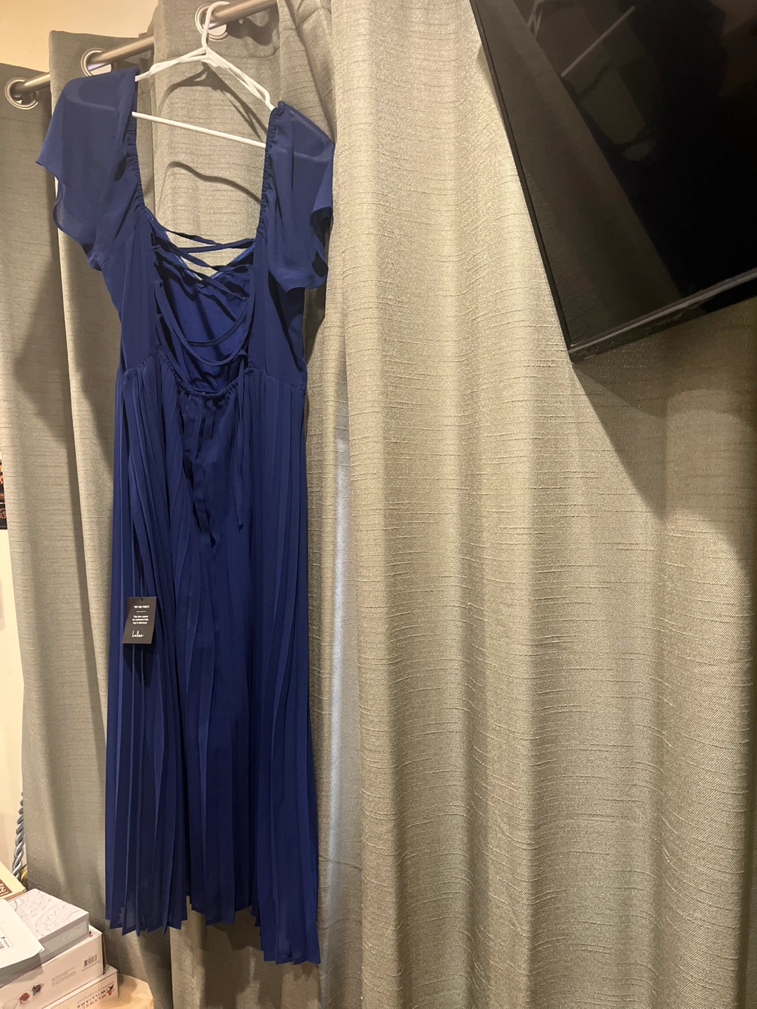 Lulus Navy Blue Pleated Maxi Dress - photo 3