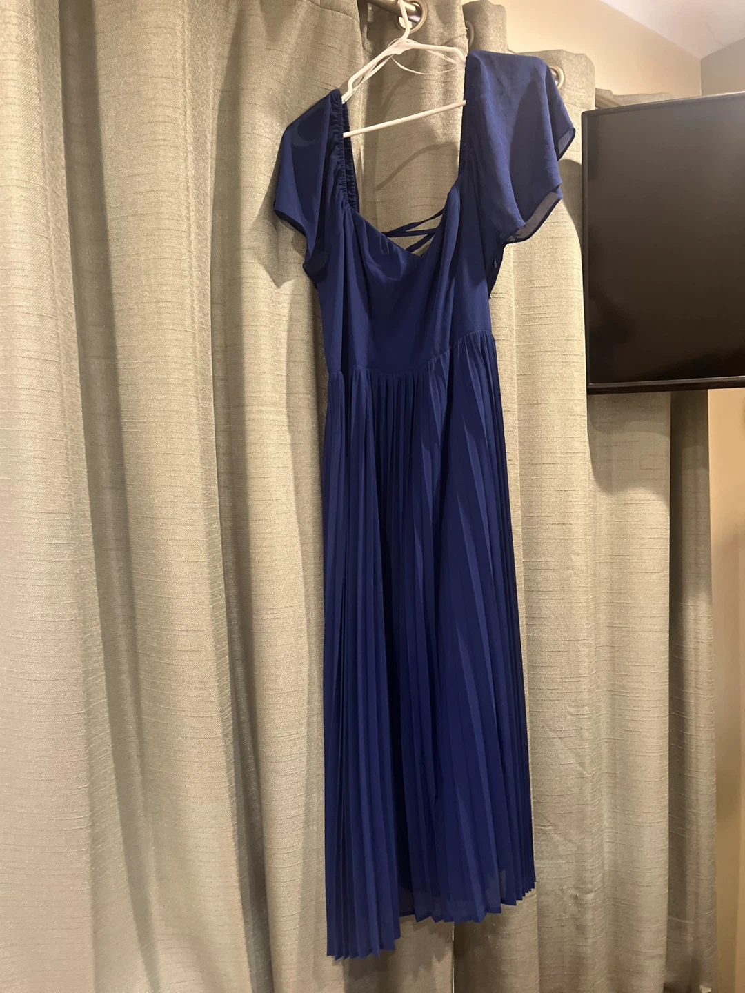 Lulus Navy Blue Pleated Maxi Dress - photo 5
