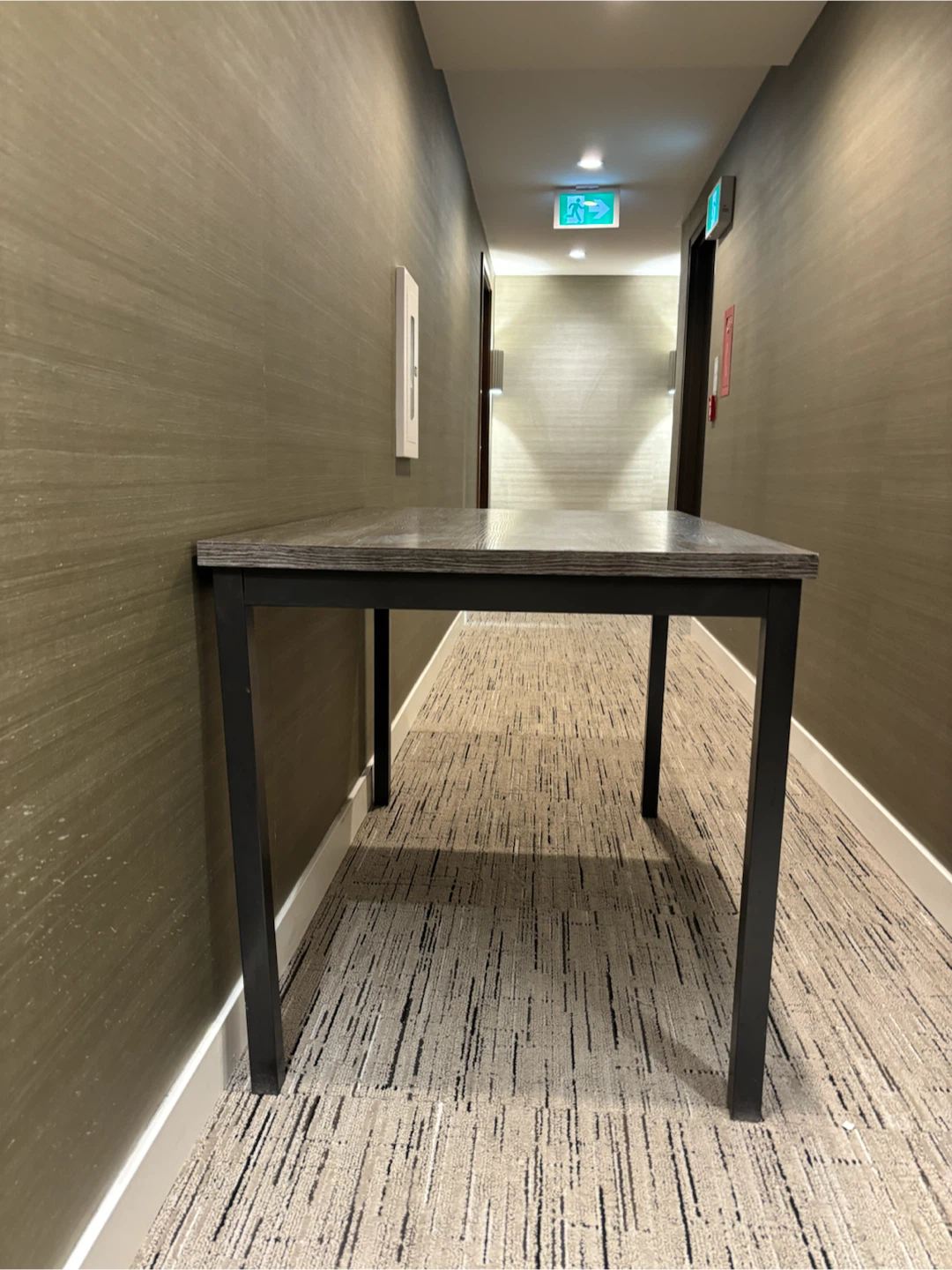 Wood Grain Dining Table with Black Metal Legs