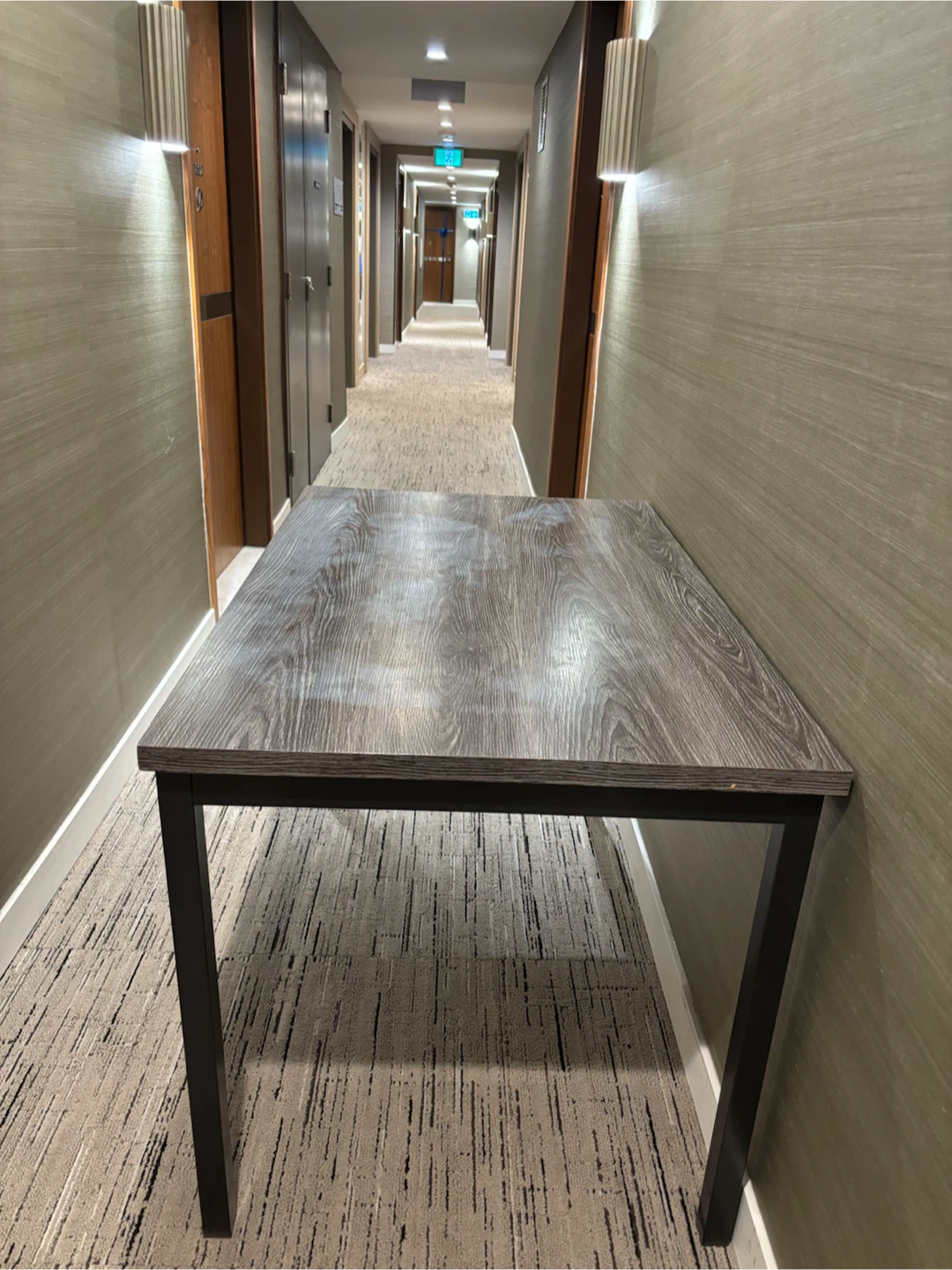 Wood Grain Dining Table with Black Metal Legs - photo 2