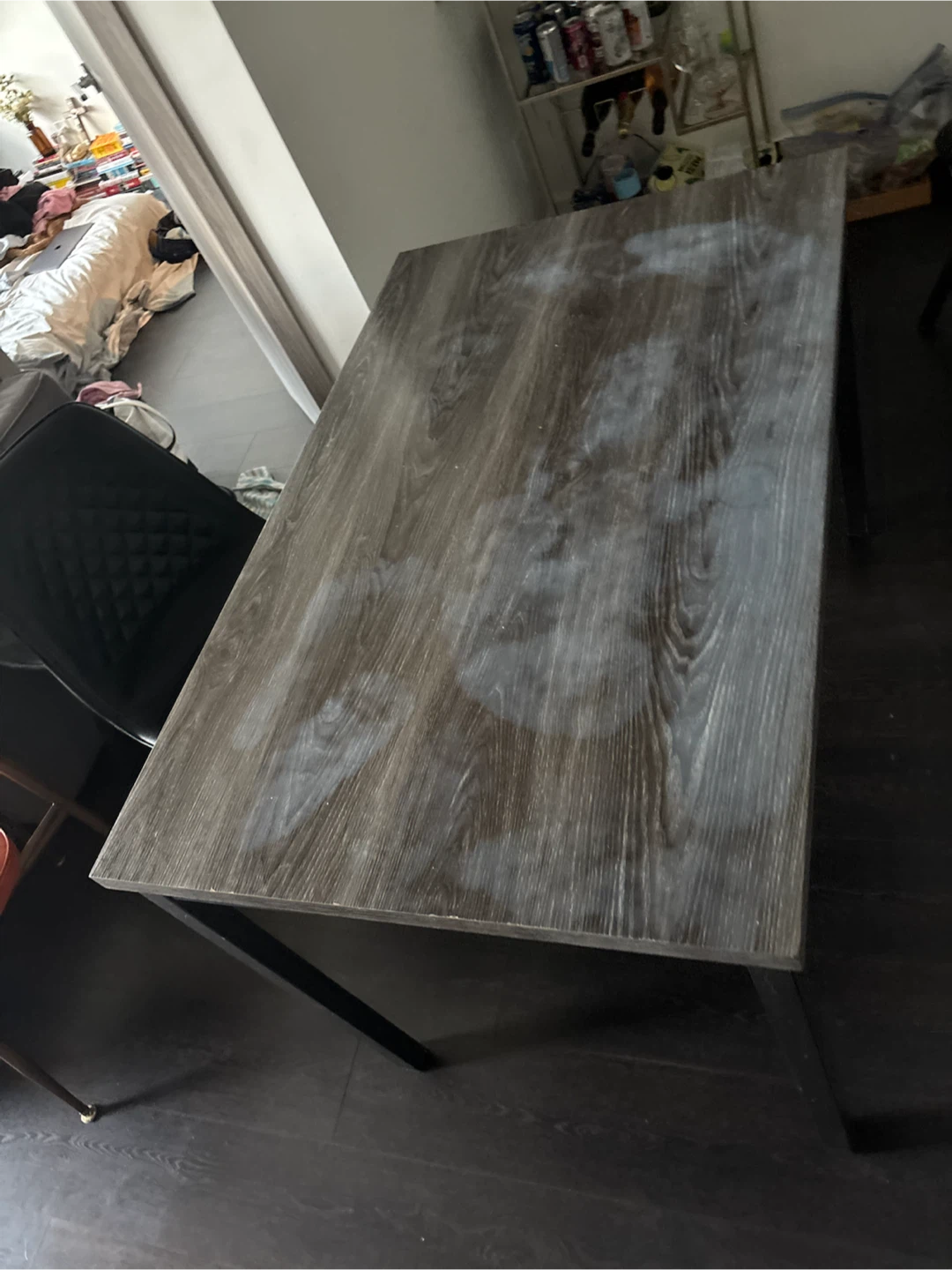 Wood Grain Dining Table with Black Metal Legs - photo 3