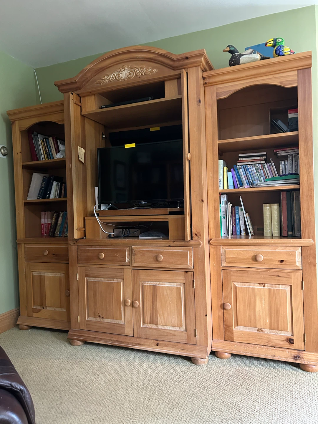 Solid Wood Entertainment Center Wall Unit
