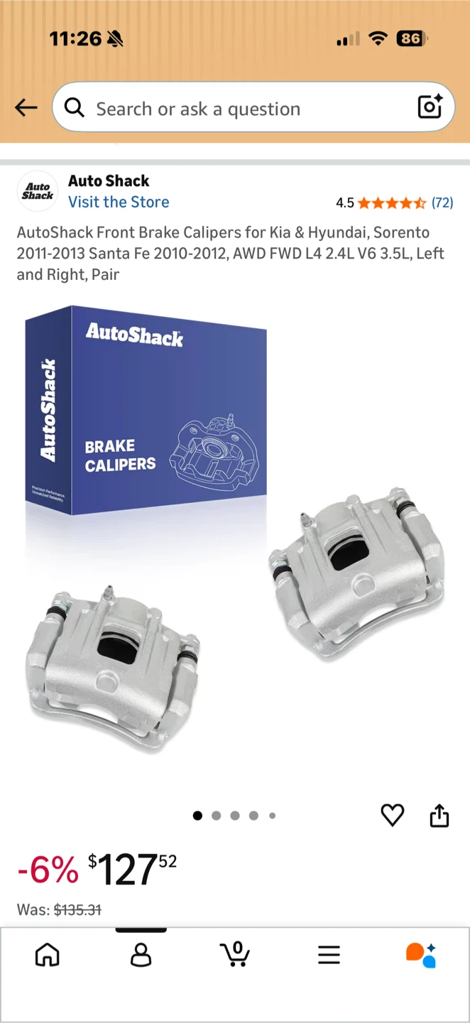 AutoShack Front Brake Calipers for Kia & Hyundai