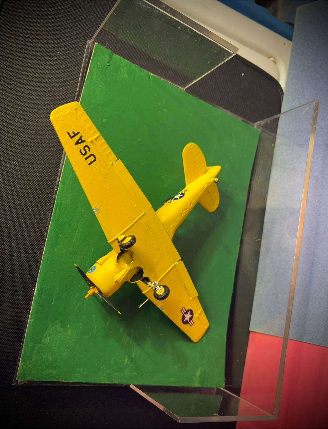 Vintage Built Scale Military Model Airplanes with Display Case - photo 4