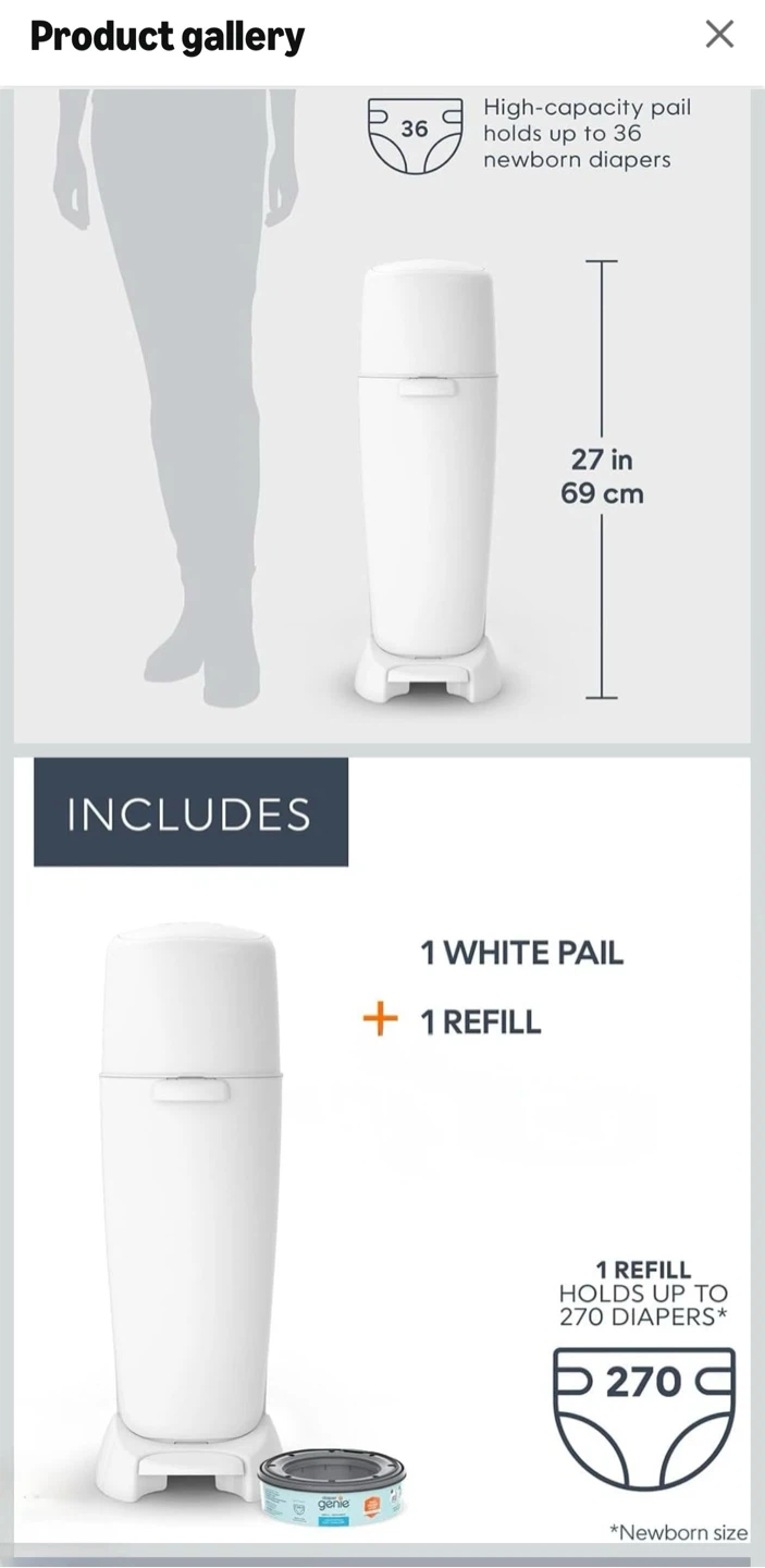 Diaper Genie Pail Only in White - photo 3