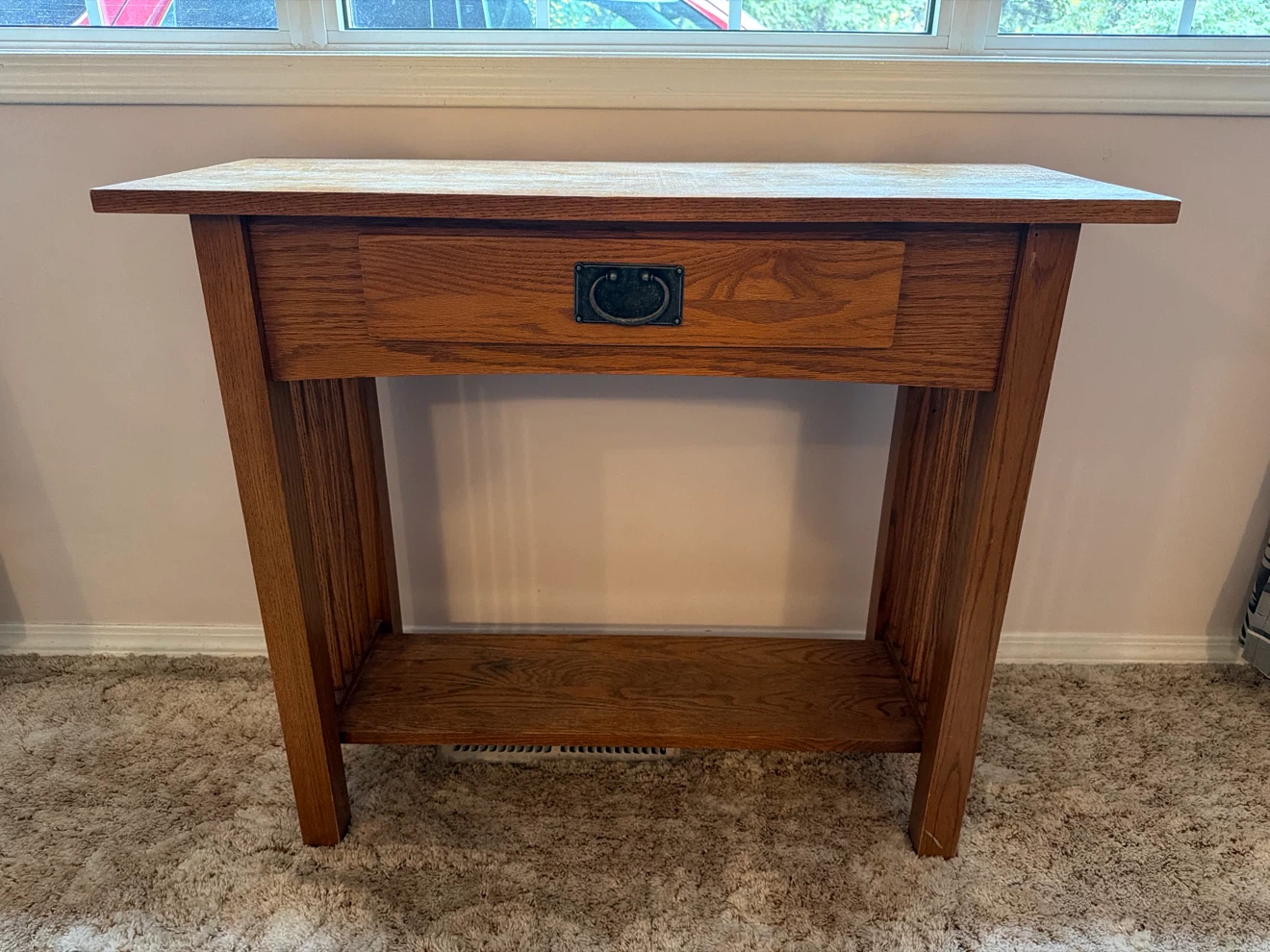 Solid Oak Mission Style Console Table