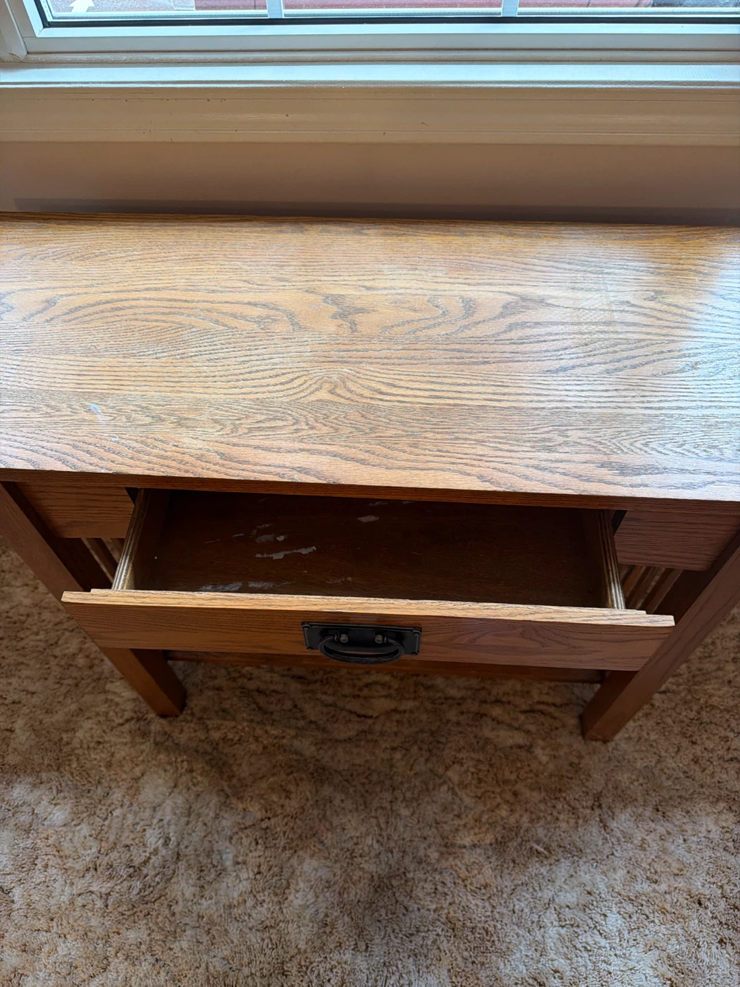 Solid Oak Mission Style Console Table - photo 3