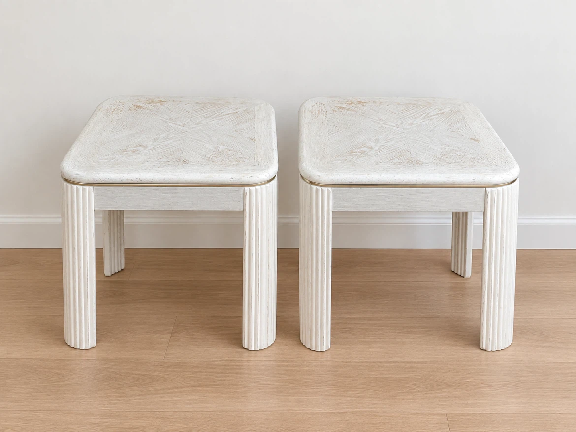 Pair of White Wood Side Tables