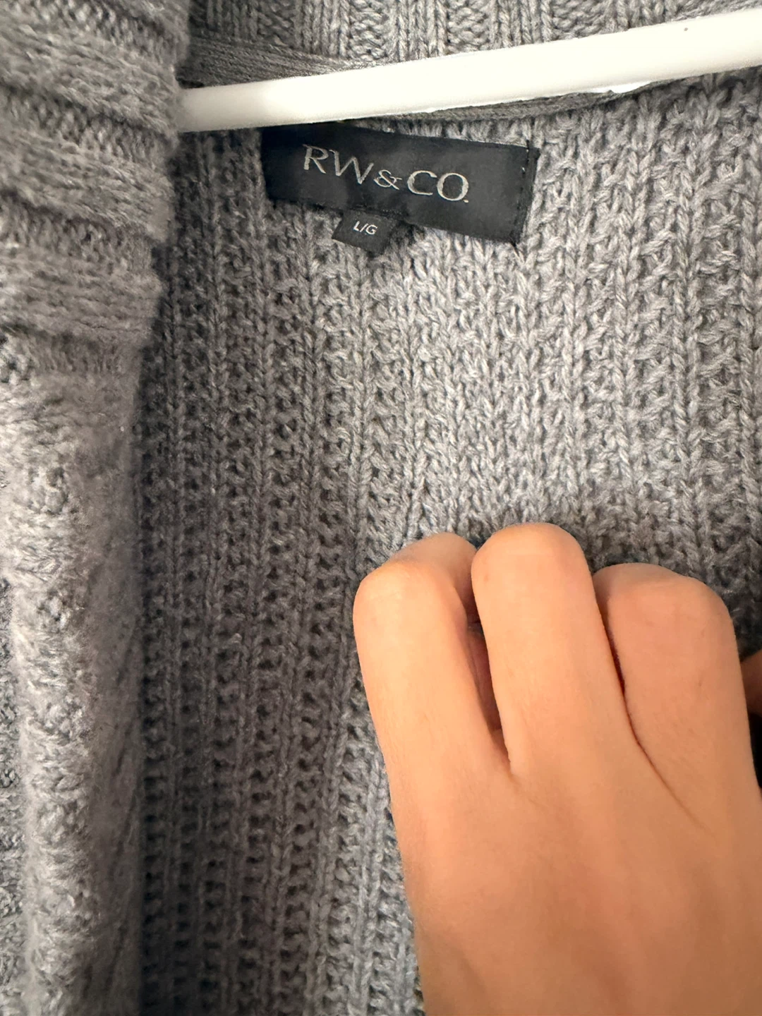 RW&CO. Grey Cable Knit Shawl Collar Cardigan - photo 2