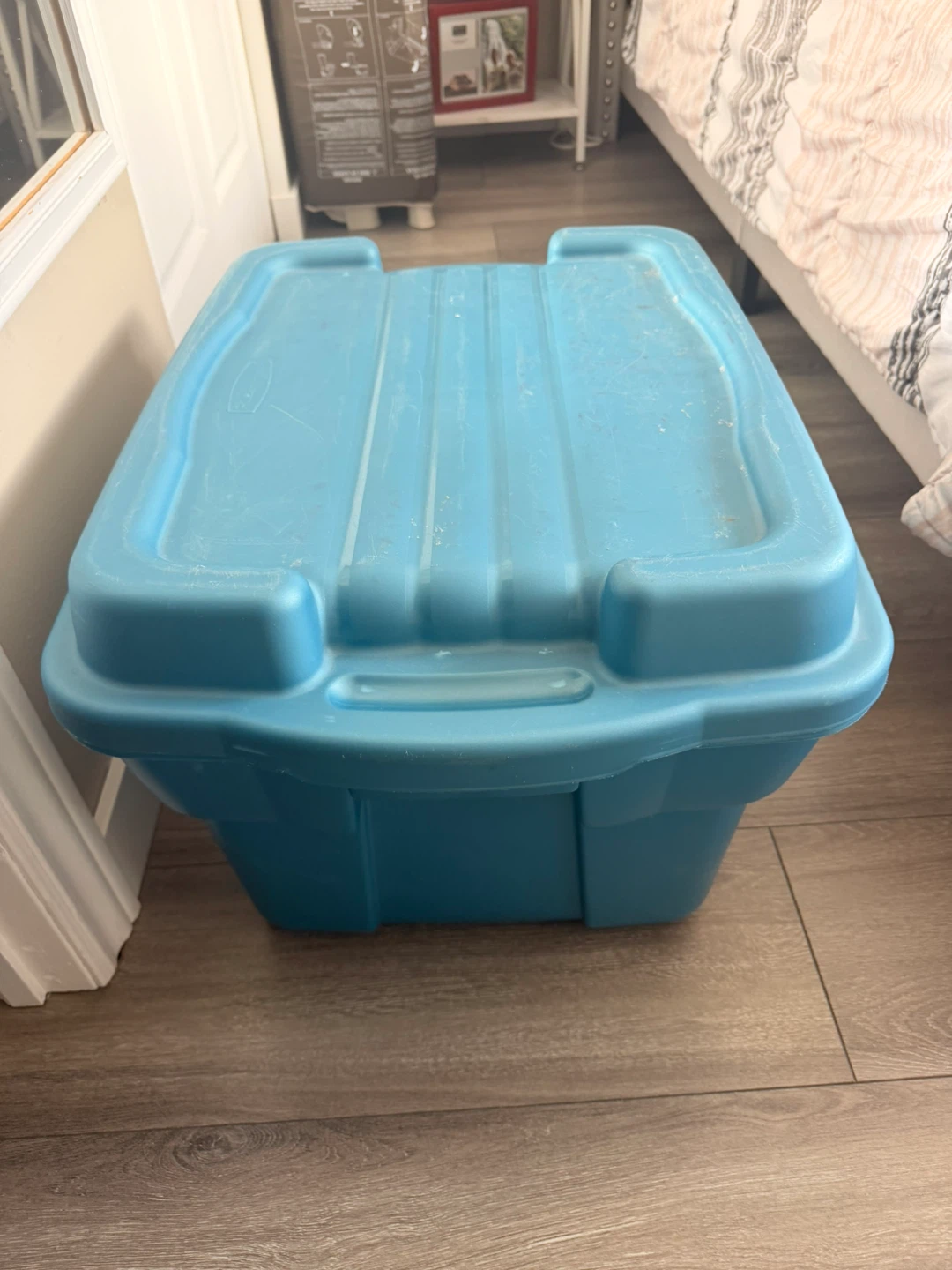 Blue Plastic Storage Tote Bin
