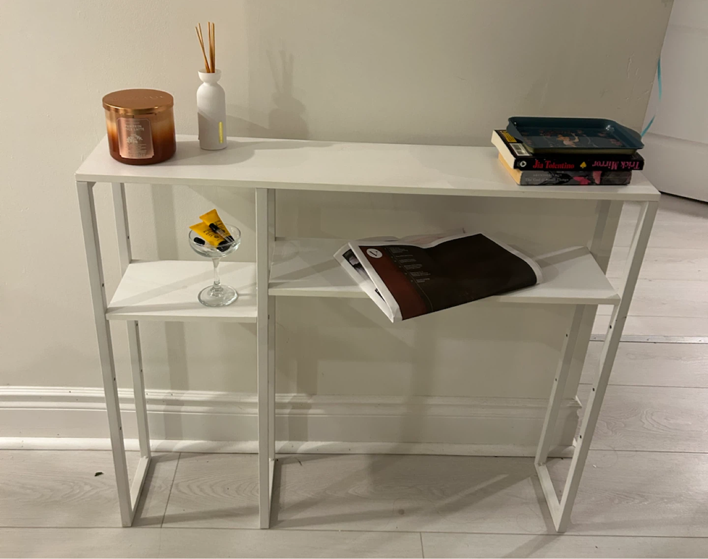 White Minimalist Console Table - photo 2