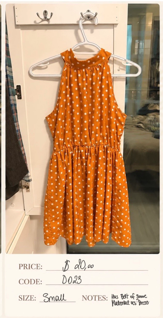 Orange Polka Dot Halter Dress