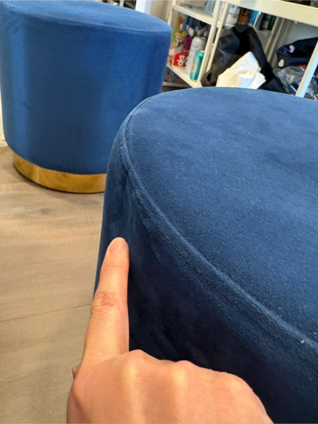 Structube Keira Velvet Ottoman - Blue - photo 5