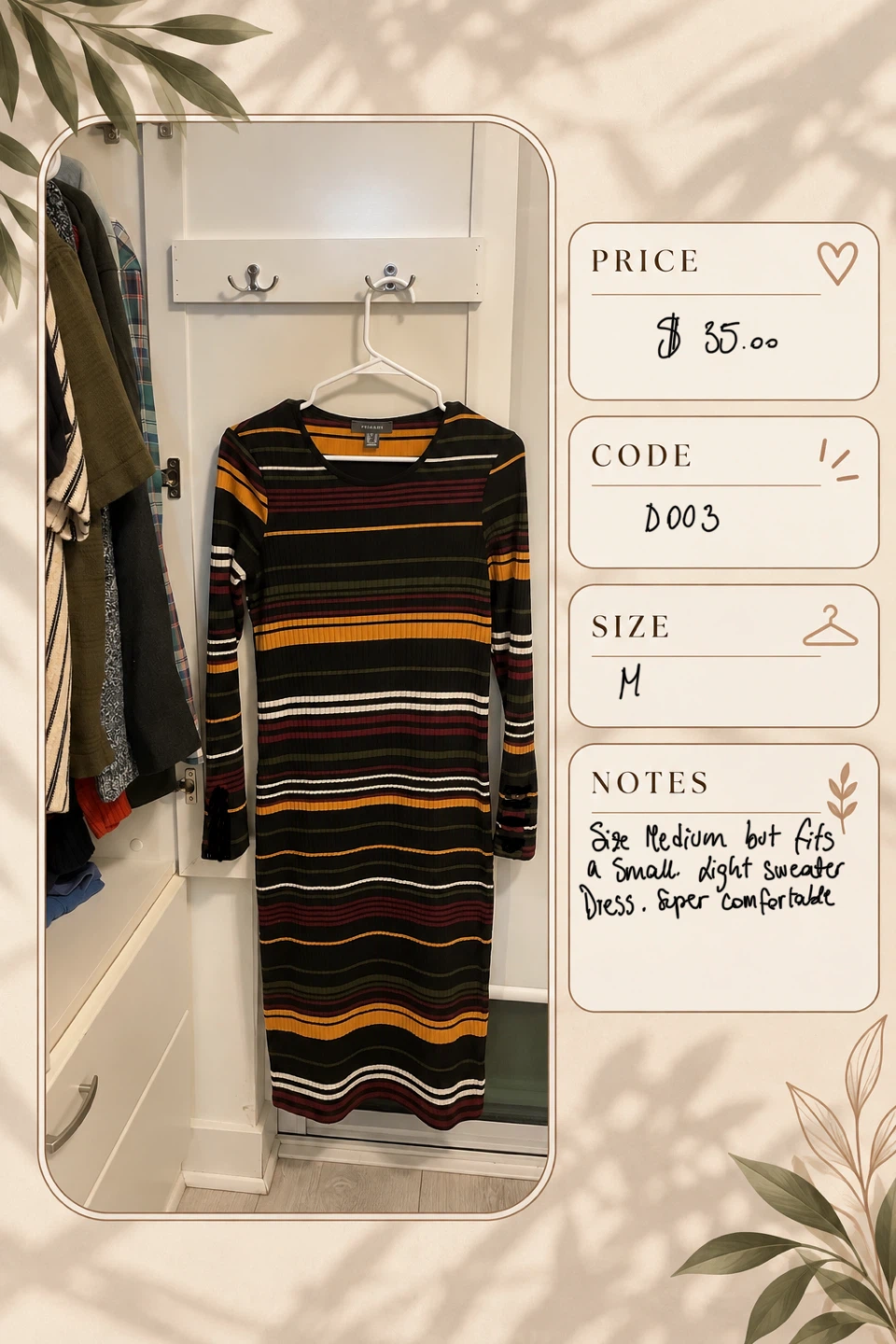 Primark striped sweater dress size M