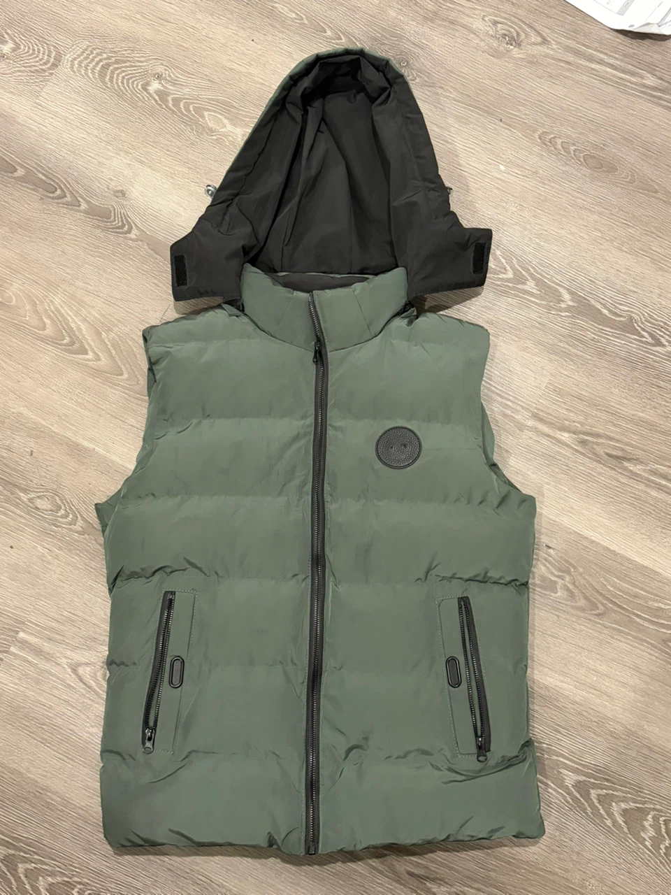 SEND DU Puffer Vest, Olive Green, Size Large