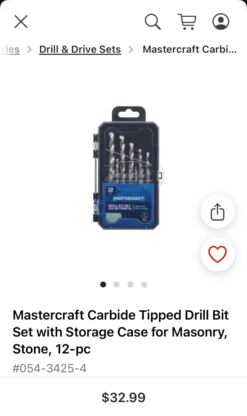 New Mastercraft 12-Piece Carbide Tipped Masonry Drill Bit Set - photo 2