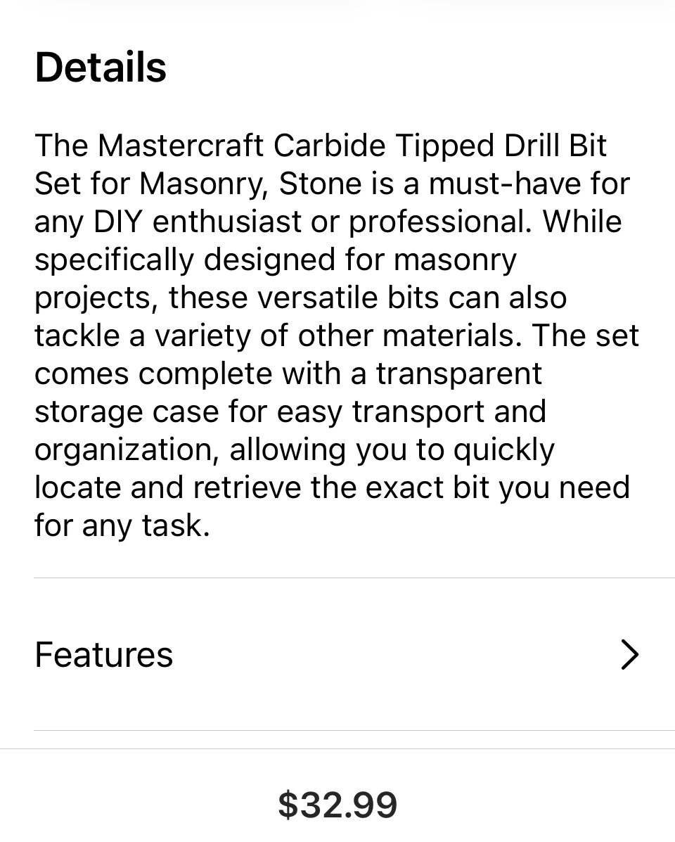 New Mastercraft 12-Piece Carbide Tipped Masonry Drill Bit Set - photo 3