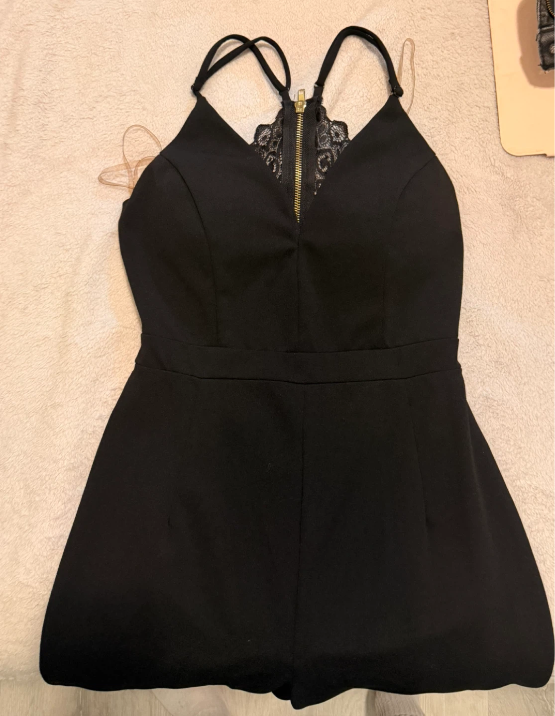 Black Jumpsuit with Lace Detail - photo 2