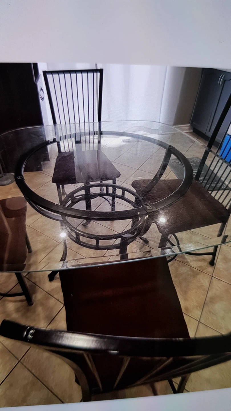 Black Metal Dining Table with 2 Chairs with Padded Seat - photo 4