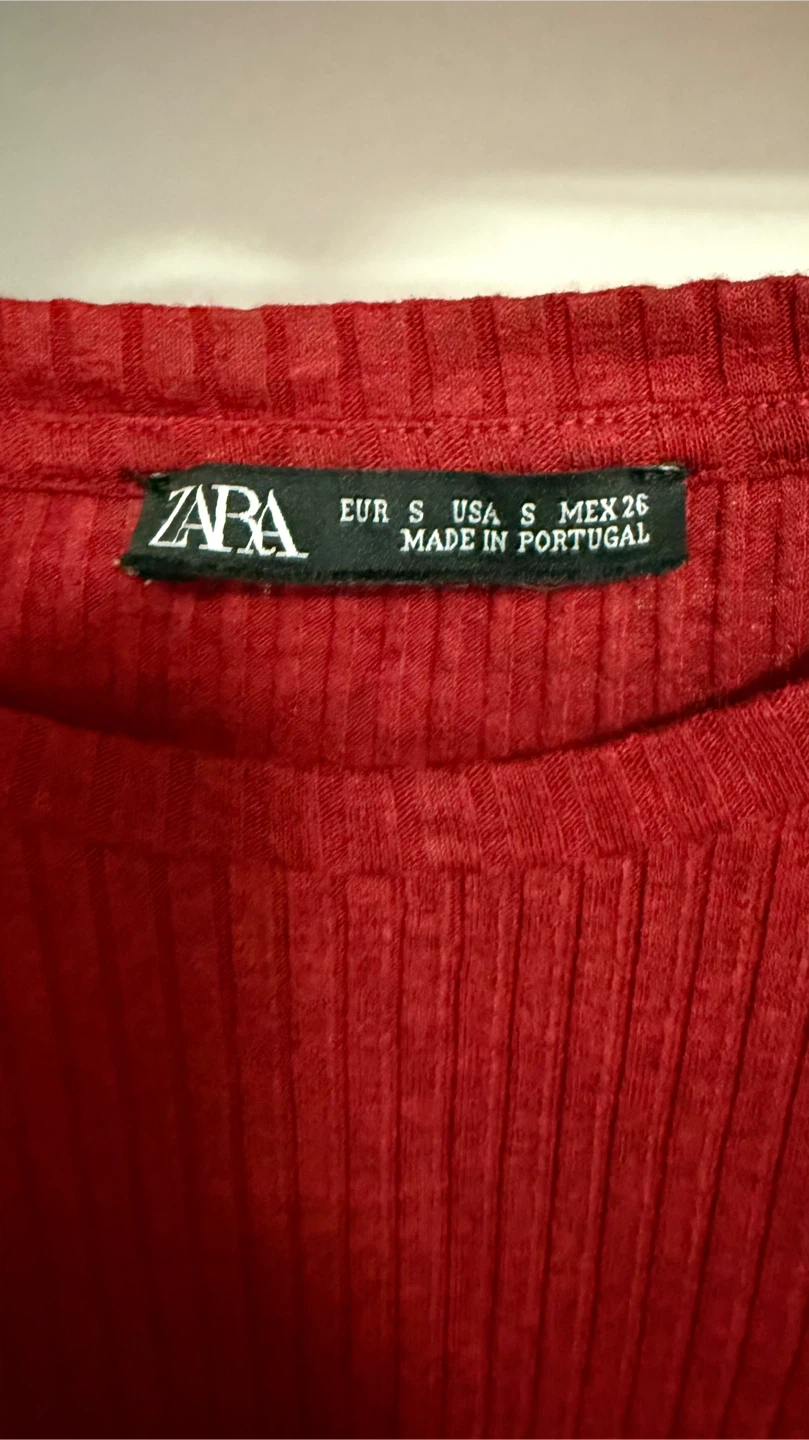 Zara red ribbed long sleeve top - photo 2