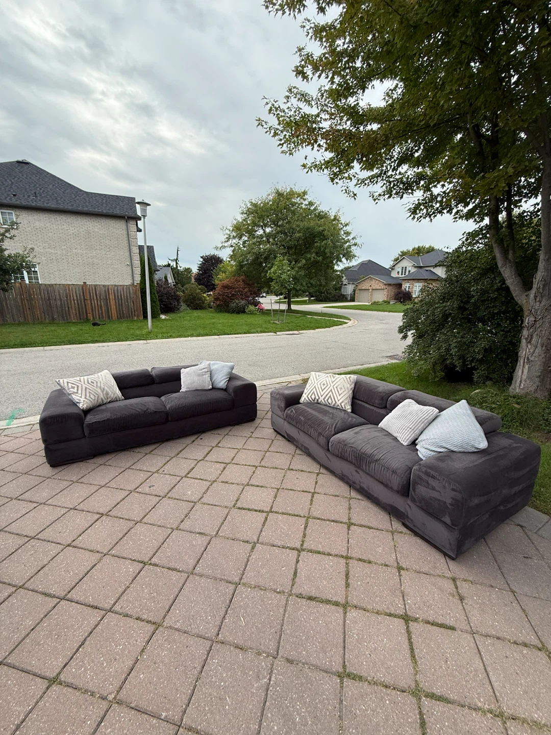 2 Piece Dark Grey Sofa Set