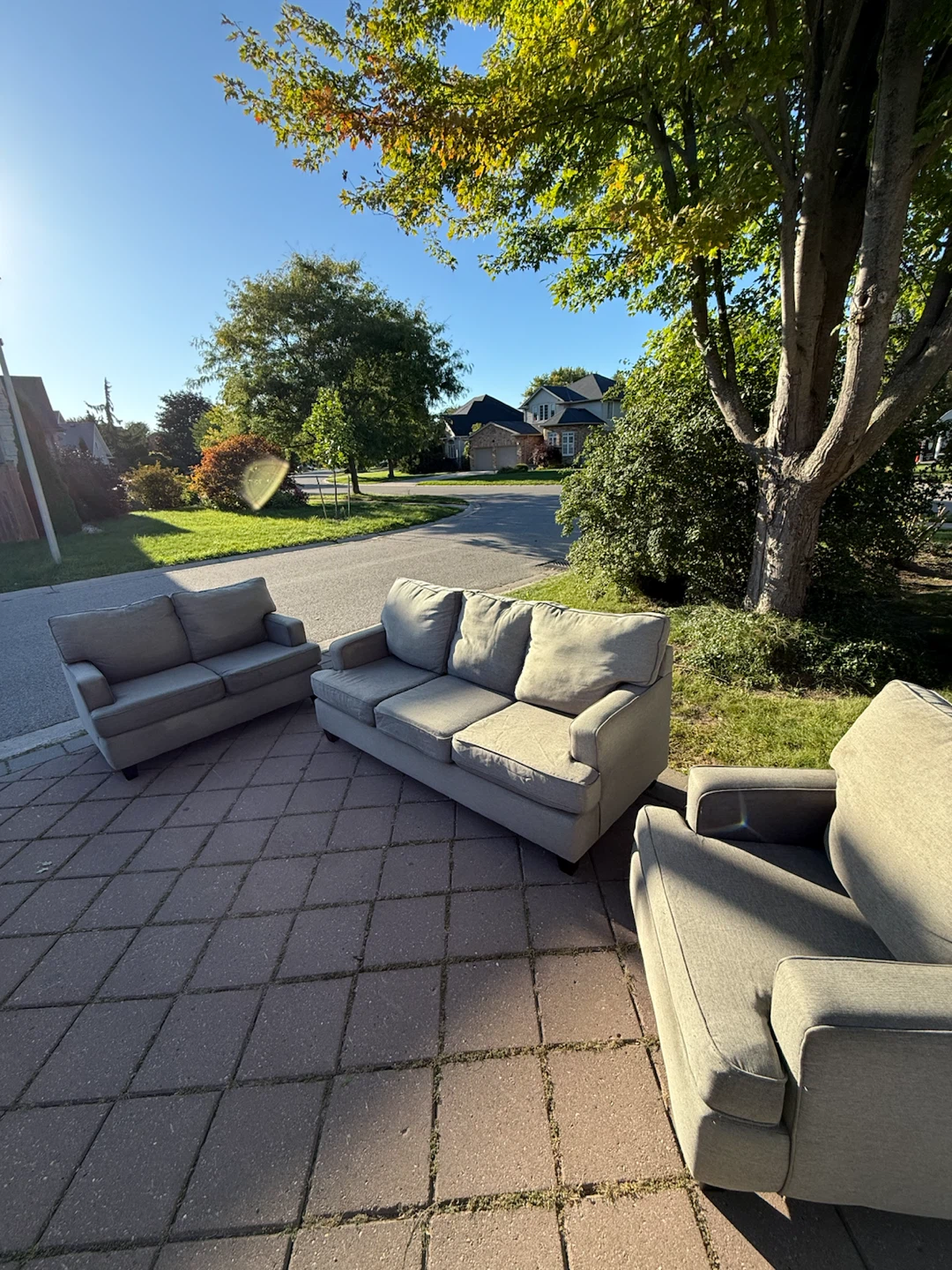 3 Piece Grey Sofa Set