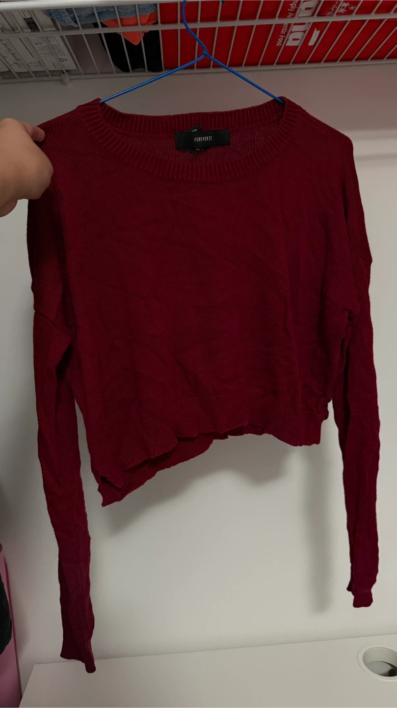Forever 21 Maroon Cropped Sweater