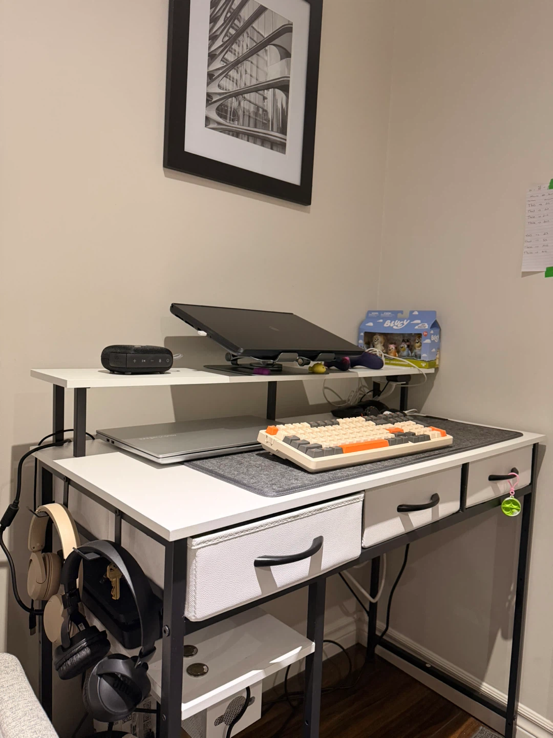 Computer Desk with Drawers and Shelving - photo 2