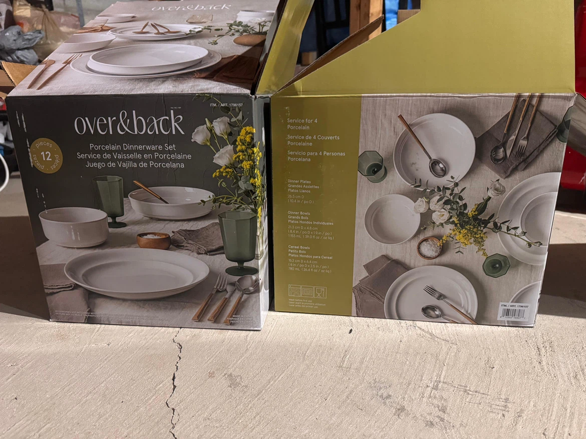 2 sets Over & Back Porcelain Dinnerware Set 12 Piece