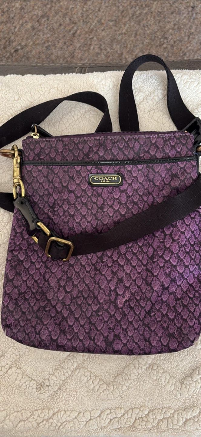 Coach Purple Snakeskin Print Crossbody Bag