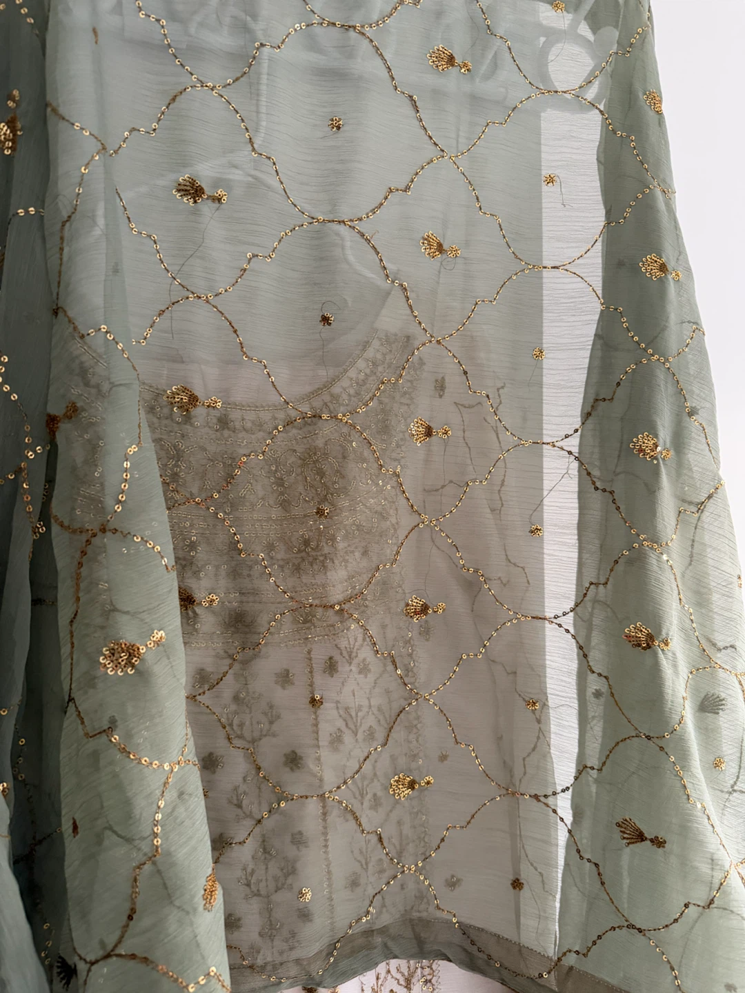 White and Gold Embroidered Three-Piece Suit - photo 4