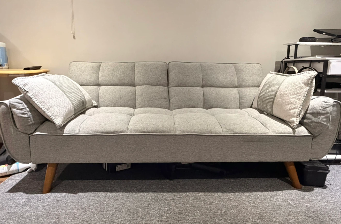Grey Convertible Futon Sofa