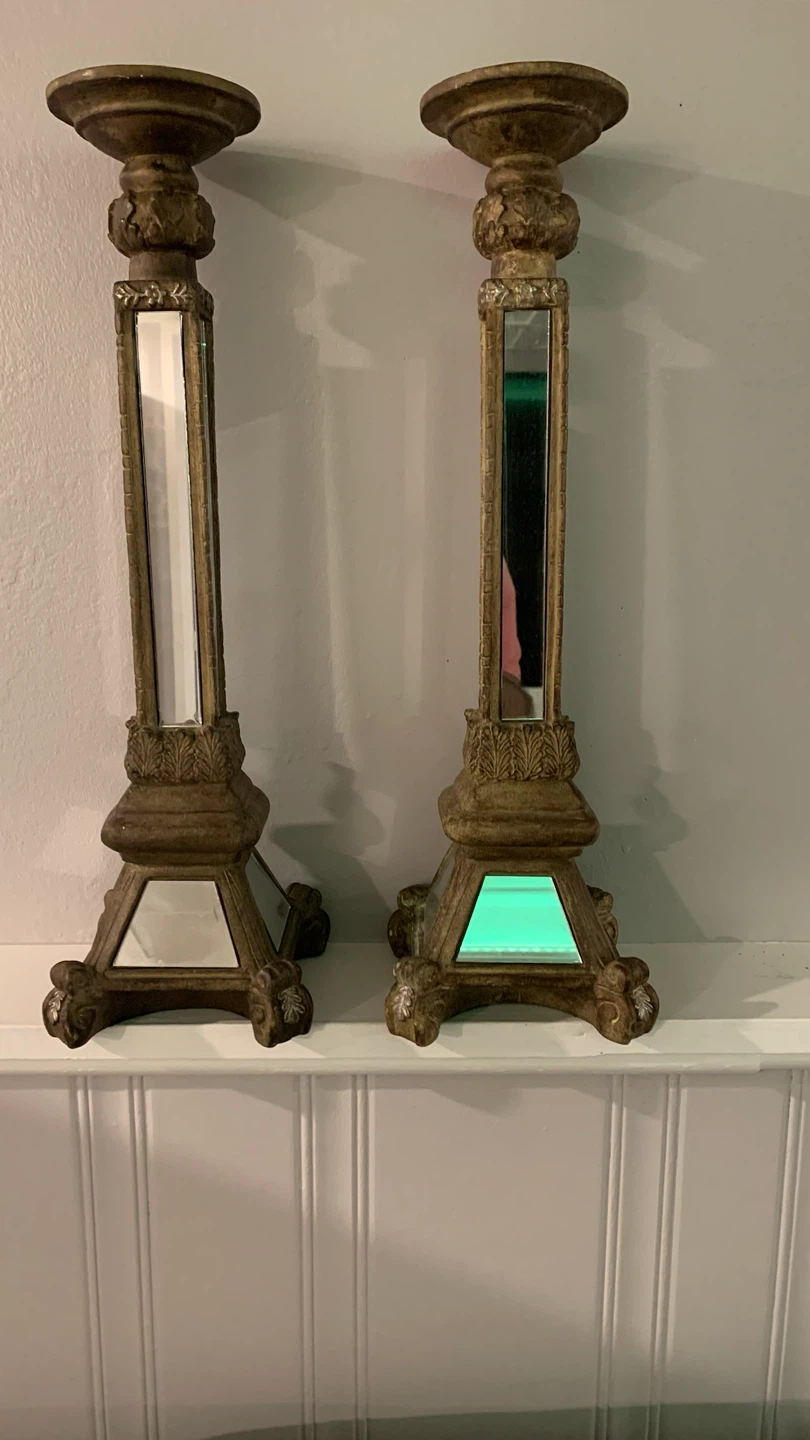 Set of Two Ornate Mirror Candle Holders - photo 2
