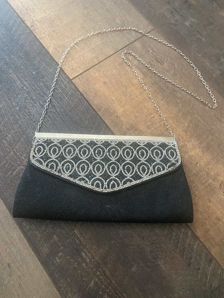 Black Rhinestone Evening Clutch