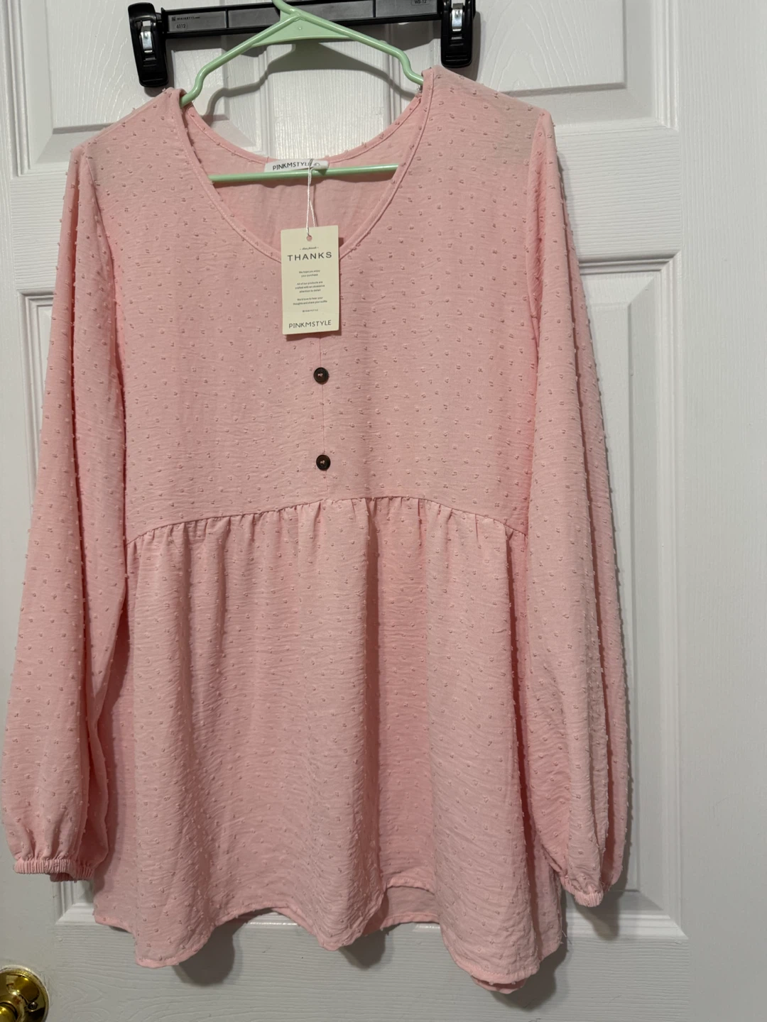 Pinkmstyle Pink Long Sleeve Blouse