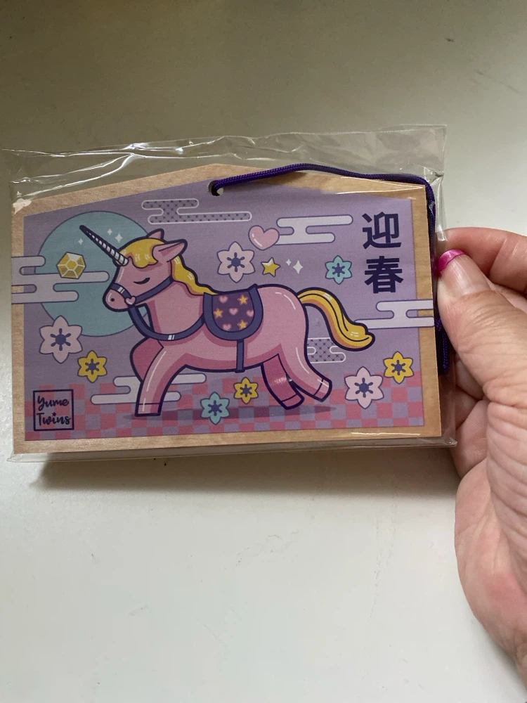Yume Twins Unicorn Ema Wooden Votive Plaque - photo 2