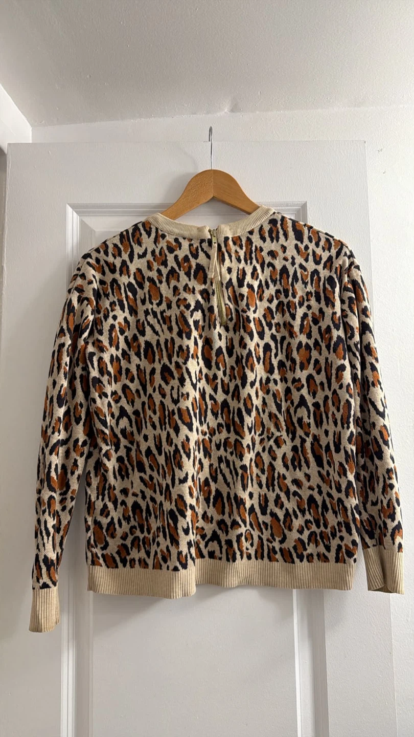 Leopard Print Quarter-Zip Sweater. 100% Cotton - photo 3