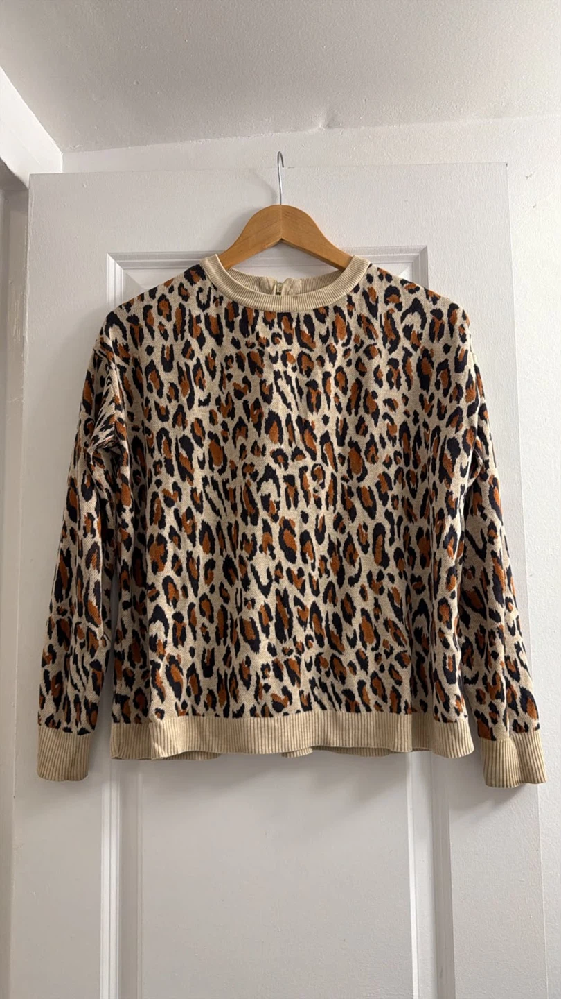 Leopard Print Quarter-Zip Sweater. 100% Cotton - photo 4