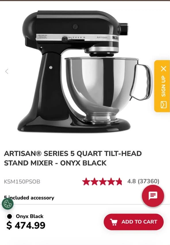 KitchenAid Artisian Series 5 Quart Stand Mixer - SEALED BOX - photo 4