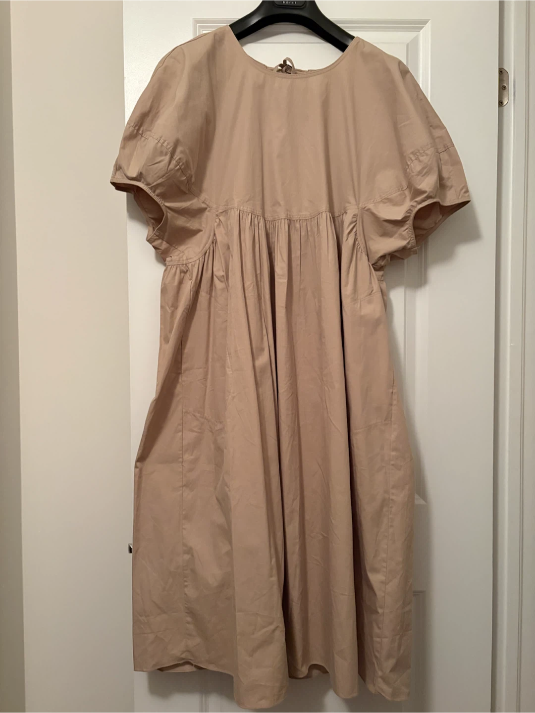 Beige Cotton Puff Sleeve Dress - photo 2