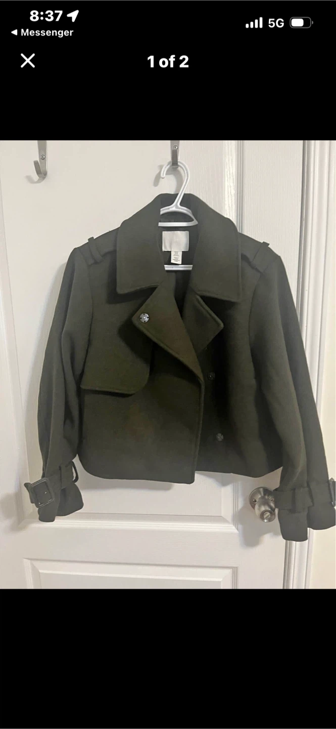 Olive Green Cropped Jacket H&M