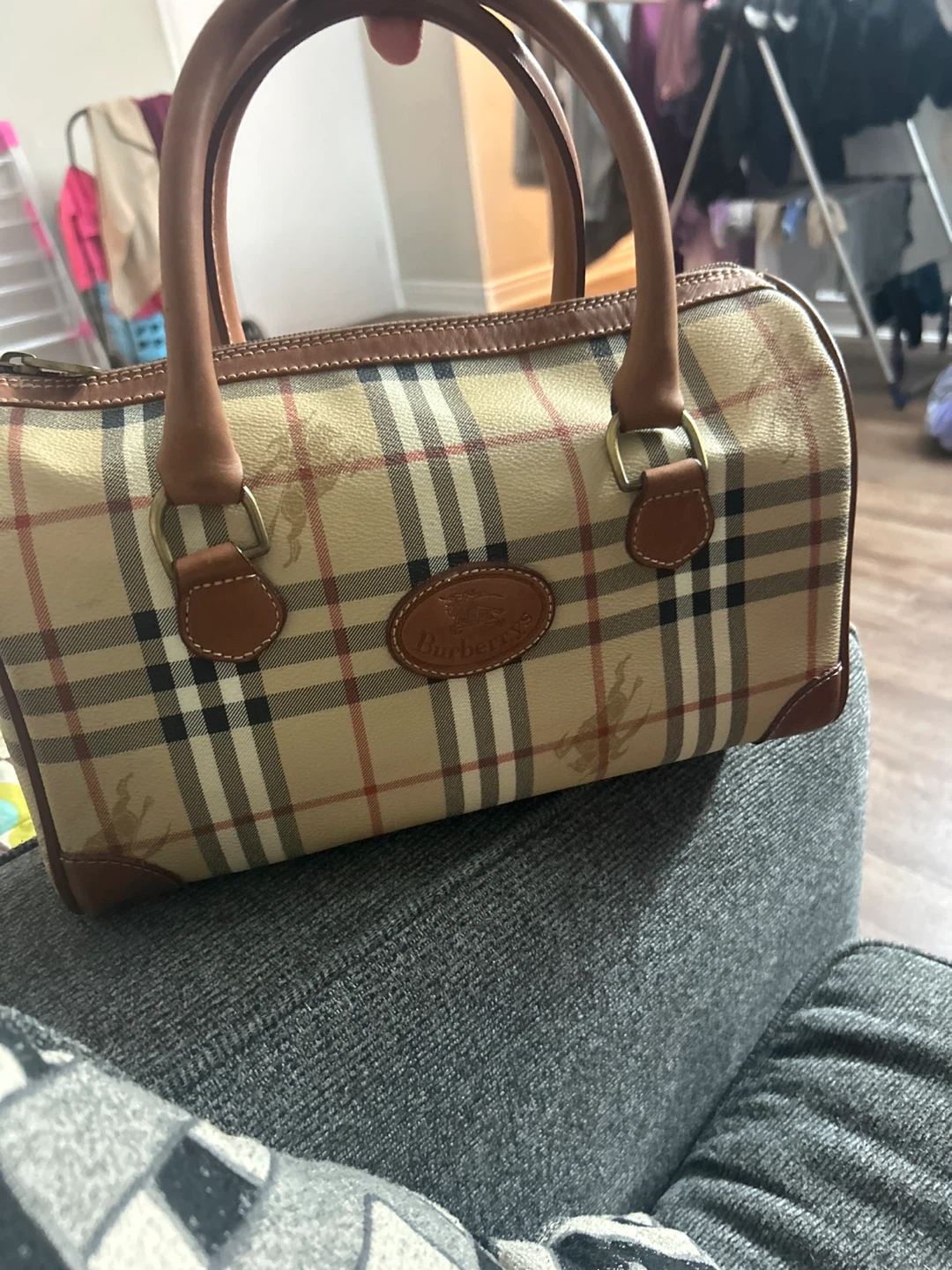 Vintage Burberrys Nova Check Barrel Bag