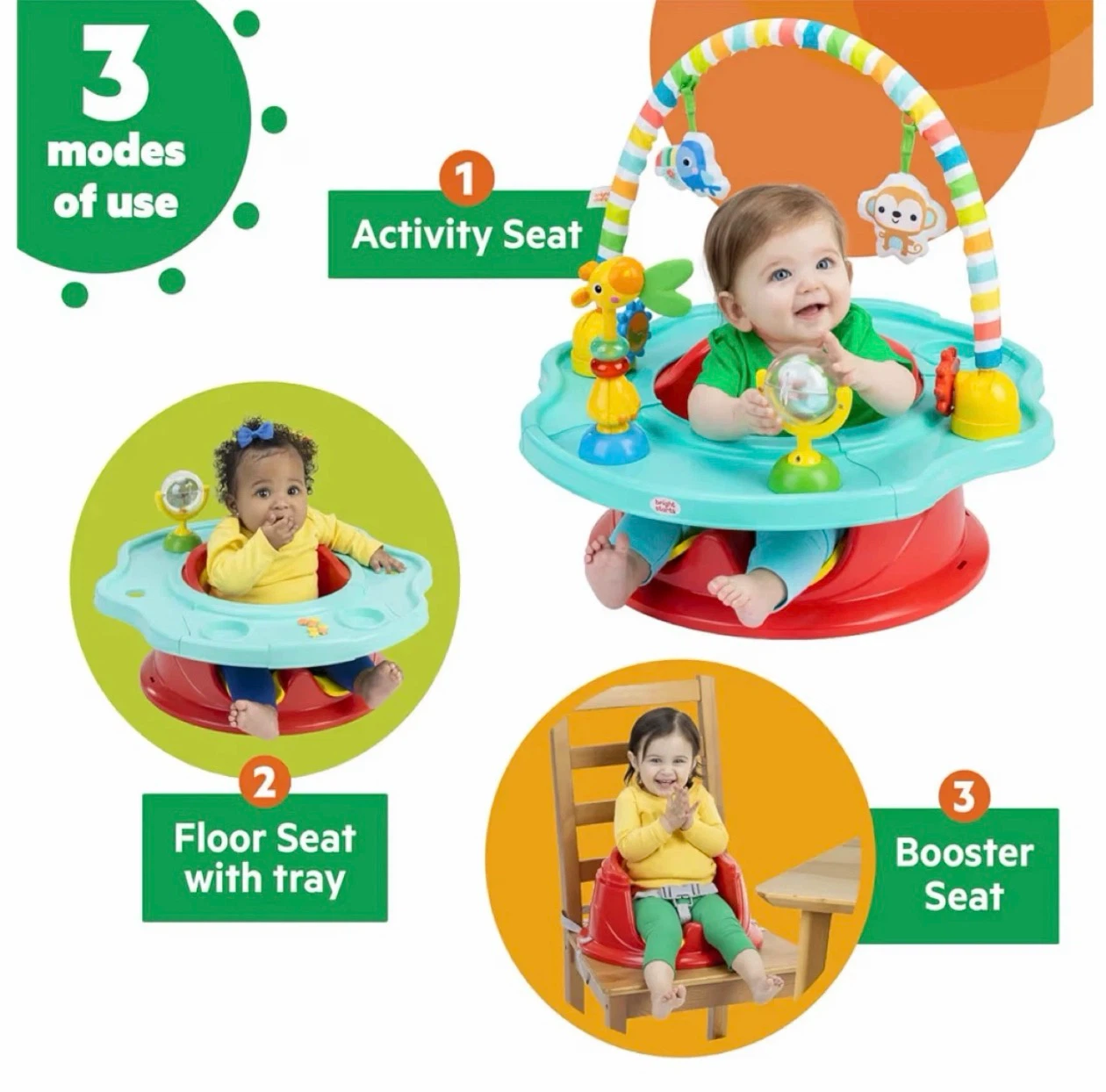 Bright Starts 3-in-1 Activity, Floor, and Booster Seat