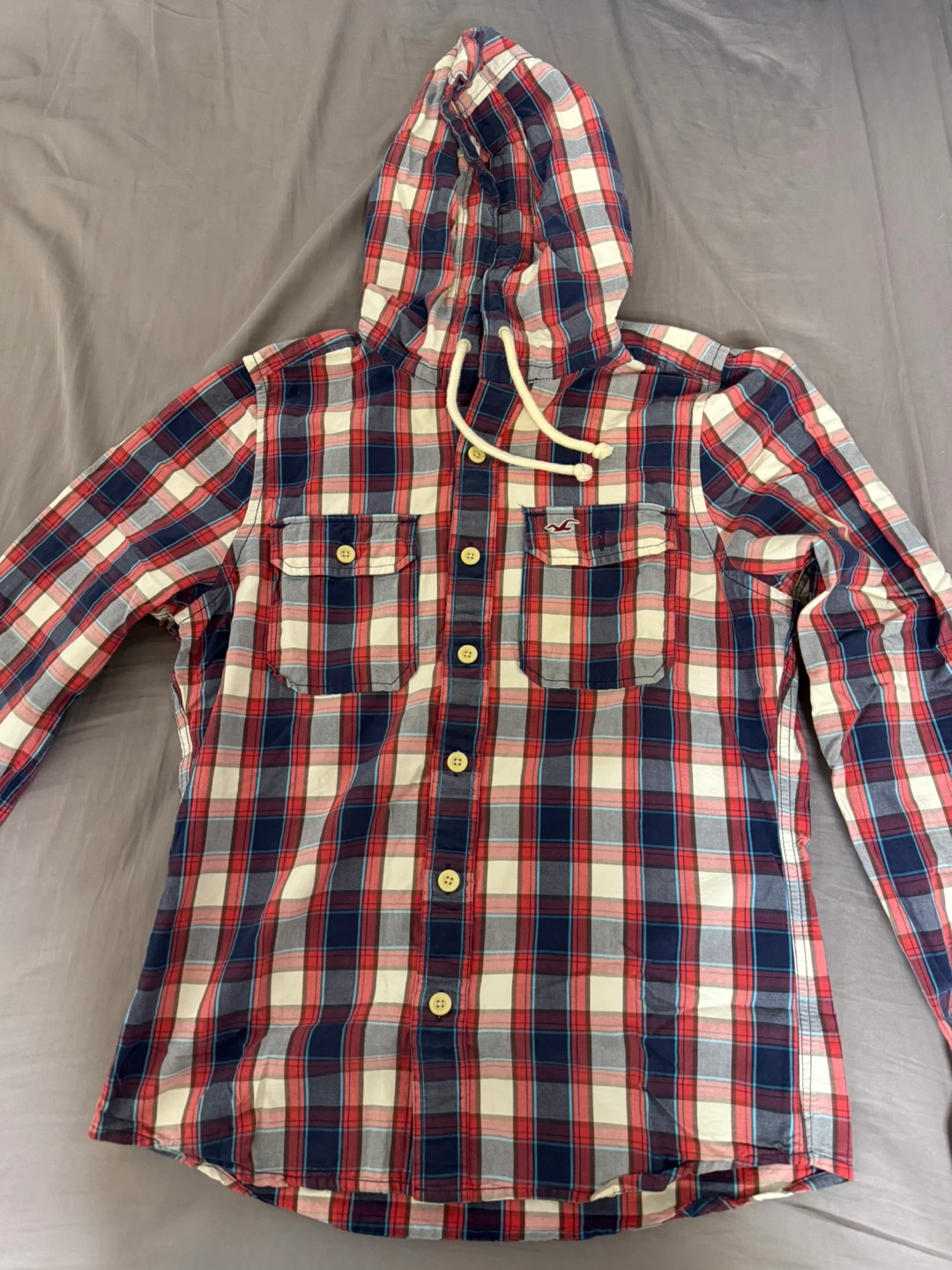 Hollister Plaid Hooded Shirt