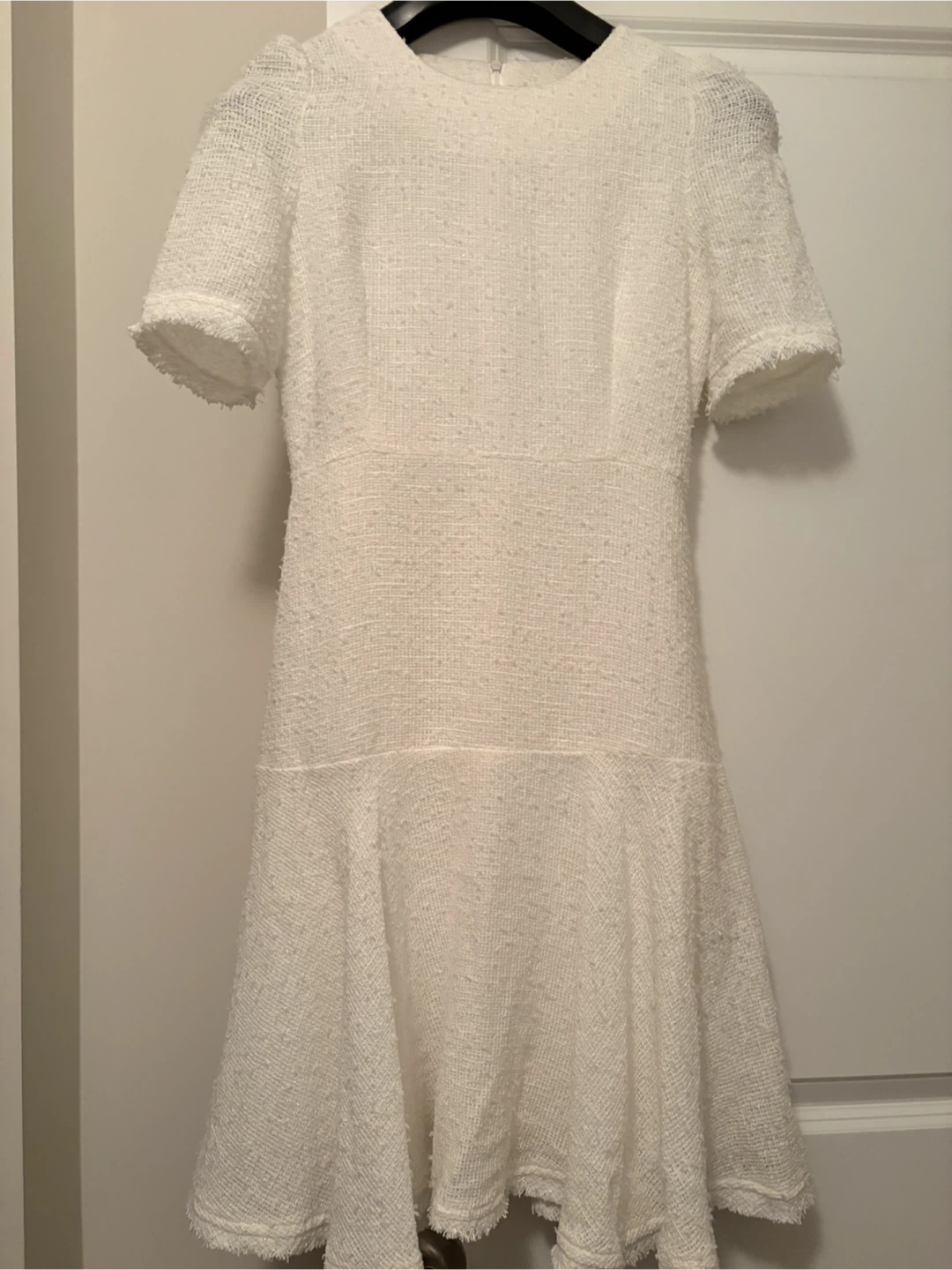 White Textured Tweed Mini Dress