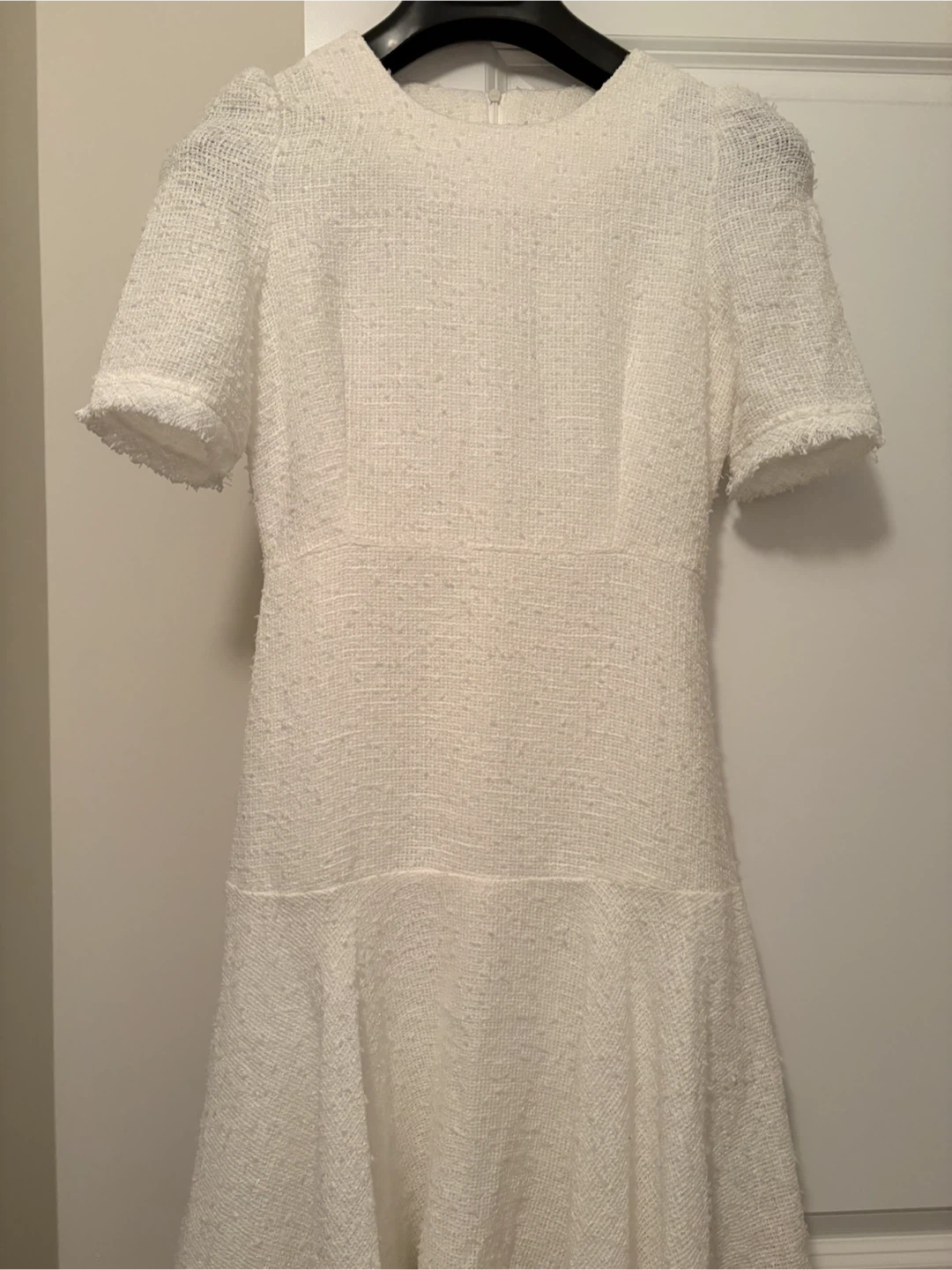 White Textured Tweed Mini Dress - photo 2